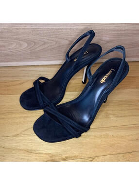 LARROUDE Annie Slingback Stiletto Sandals in Black - Size 7.5